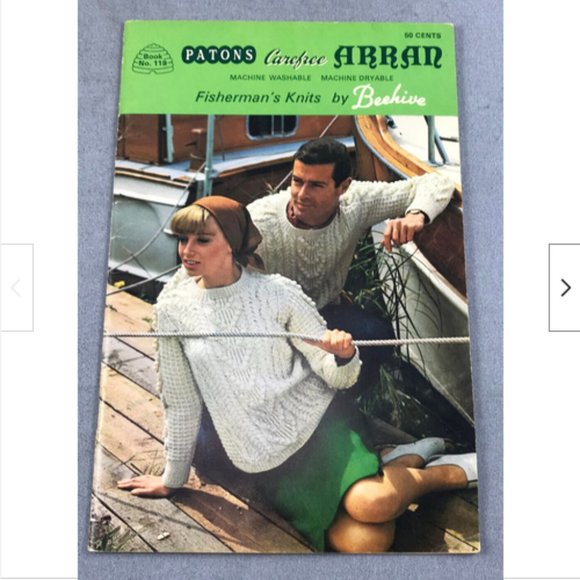 Patons Carefree Arran Aran Fishermans Knits Sweaters Cardigans Beehive Book 119 - Picture 1 of 3